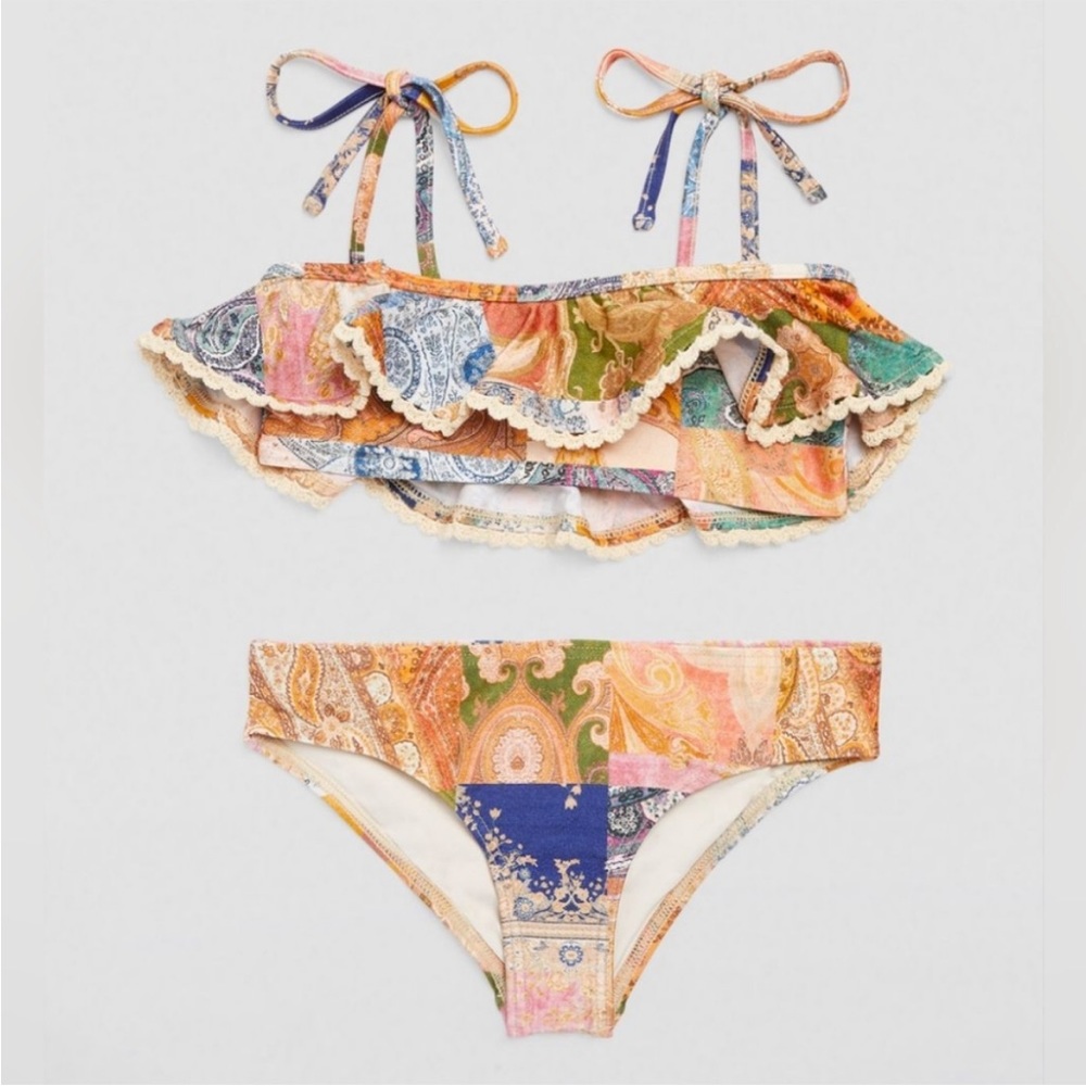 NWT Zimmermann Kids Anneke Crochet Frill Bikini Size 2